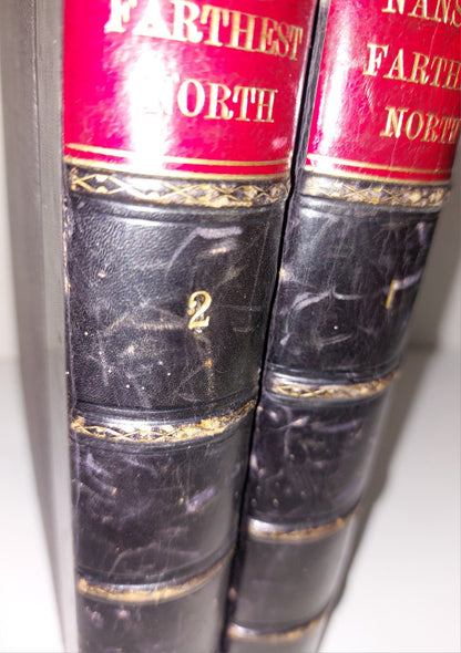 FARTHEST NORTH BY FRIDTJOF NANSEN 1898 TWO VOLUMES LEATHER BOUND 3