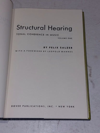 Structural Hearing Tonal Coherence in Music [Vol. 1 & 2] Felix Salzer Hb Books2