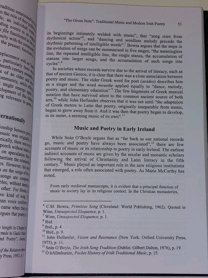"The Given Note" Traditional Music And Modern Irish Poetry: Sean Crosson 2008 HB5