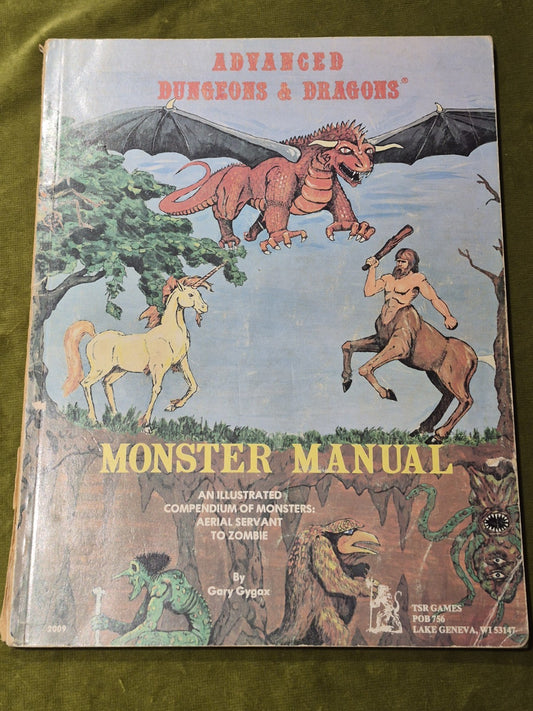 Advanced Dungeons and Dragons Monster Manual Softcover First Edition UK TSR 19770