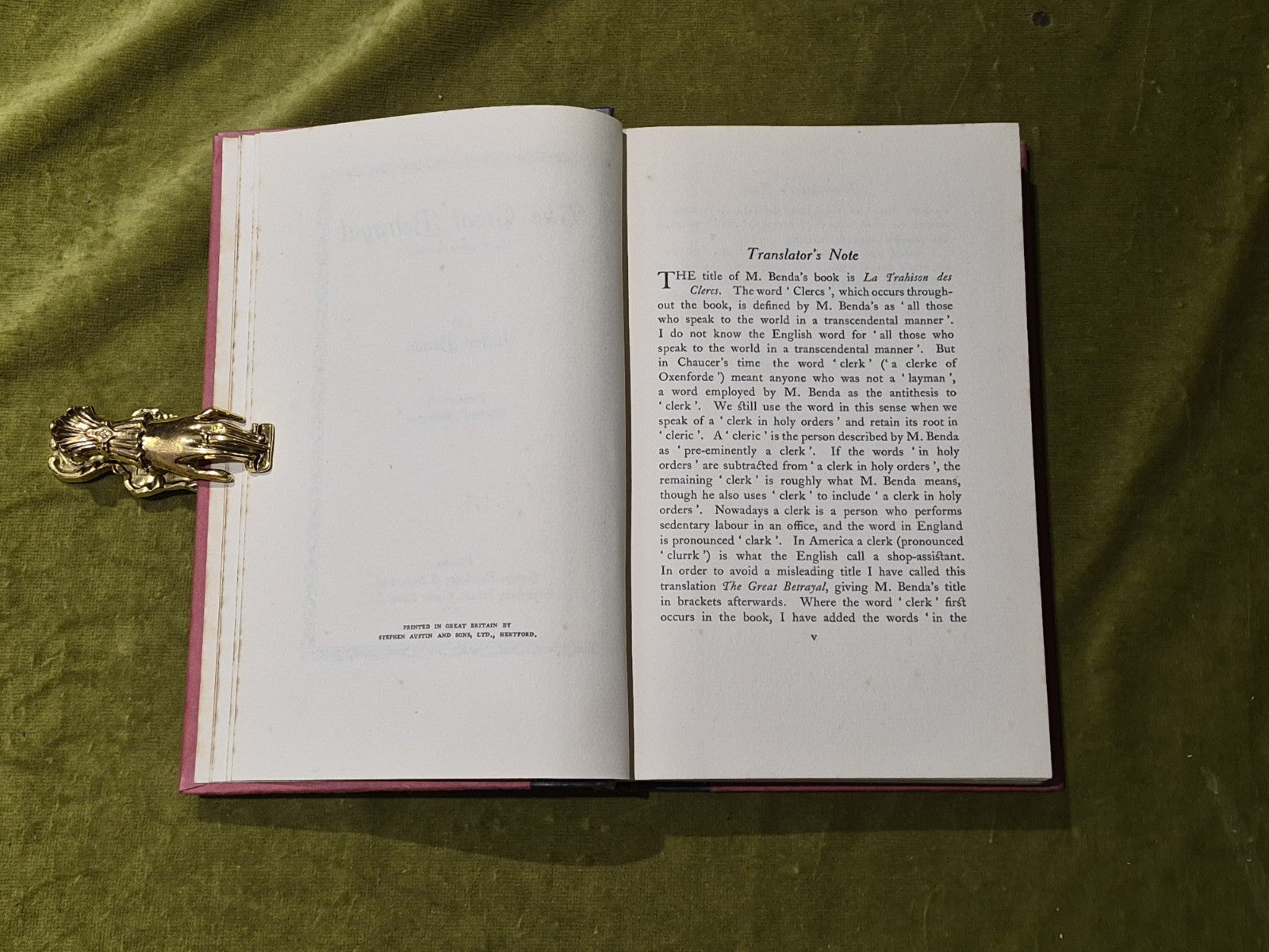 The Great Betrayal - Julien Benda, 1st ed 1928, Routledge 4