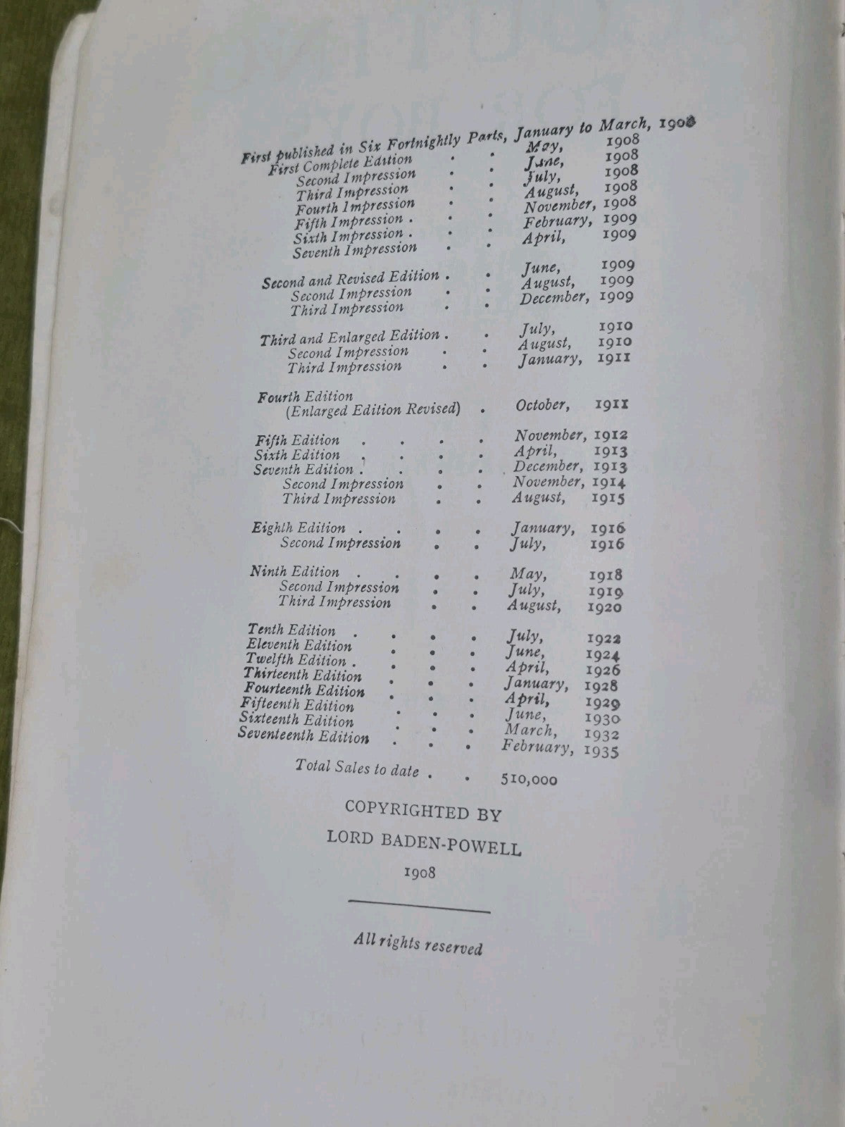 Scouting for Boys by Lord Baden-Powell of Gilwell 17th edition 1935 *S9