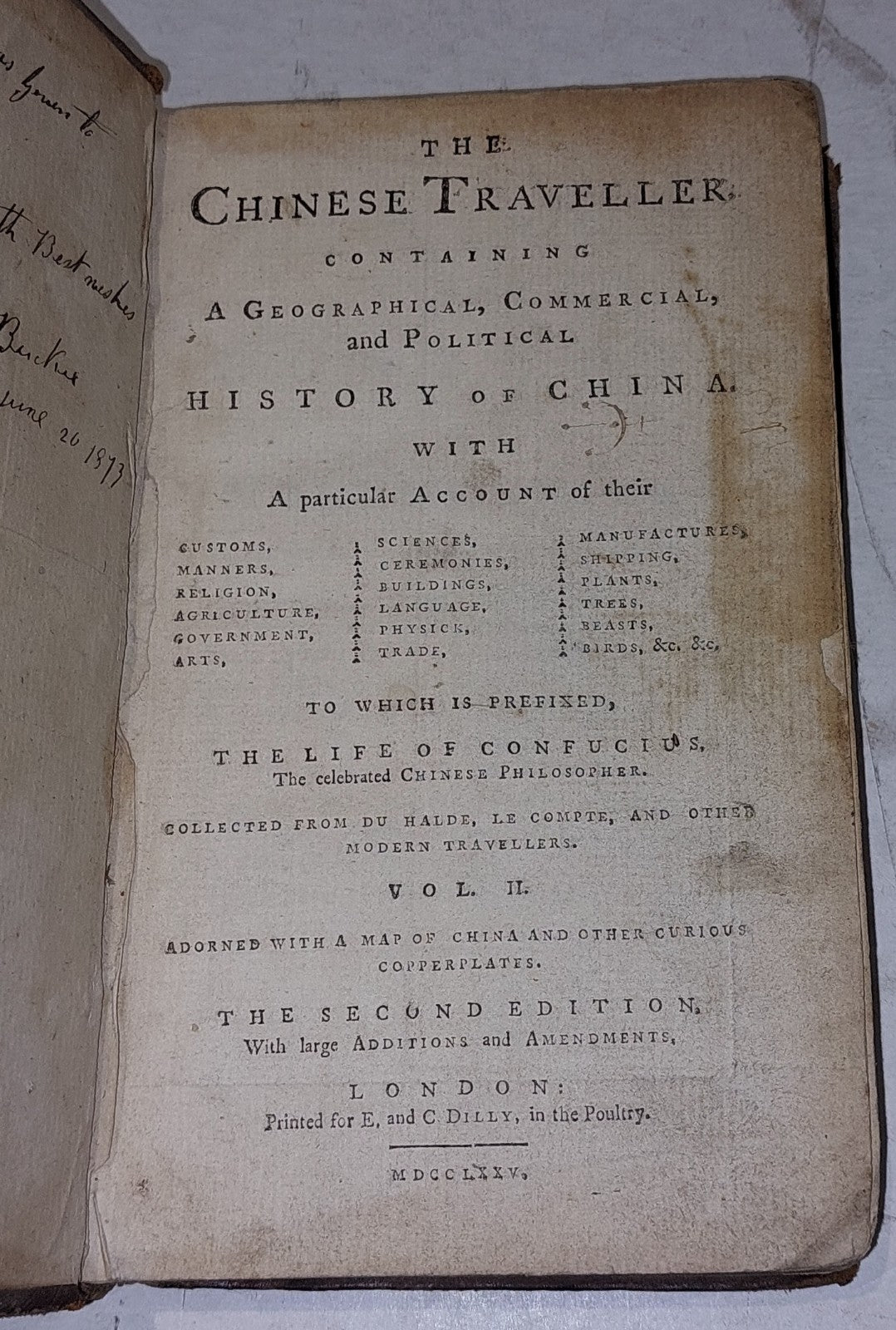 The Chinese Traveller... History Of China [Vol. 2] 2nd Edition, 1775 Hb Book0