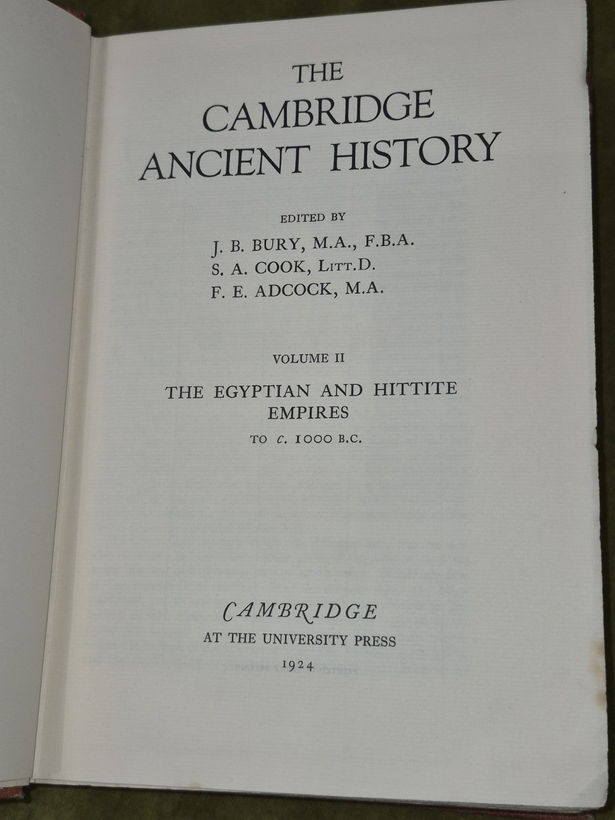 The Cambridge Ancient History Egyptian and Hittite Empires 1924 Volume II5