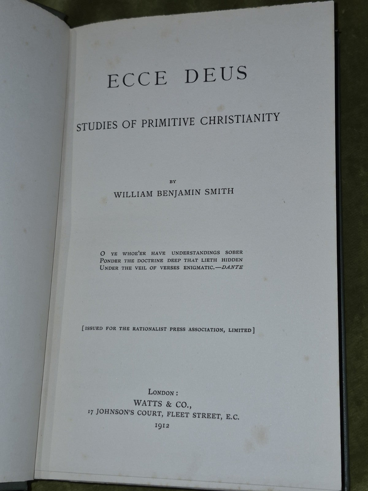 Ecce Deus Studies of Primitive Christianity (1912) William Benjamin Smith5