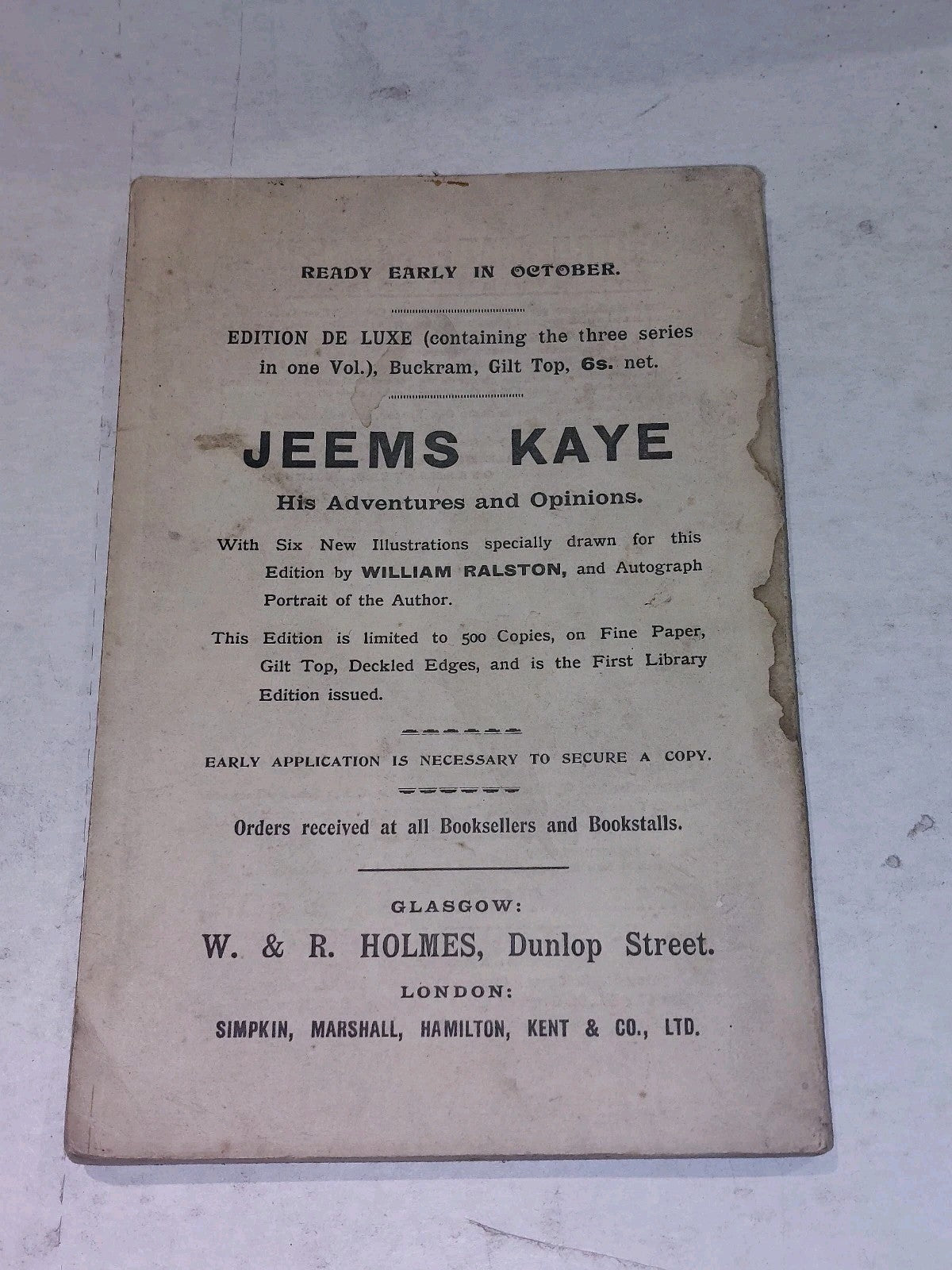 Jeems Kaye: His Adventure & Opinions, Second Series [W & R Holmes] Pb Book2