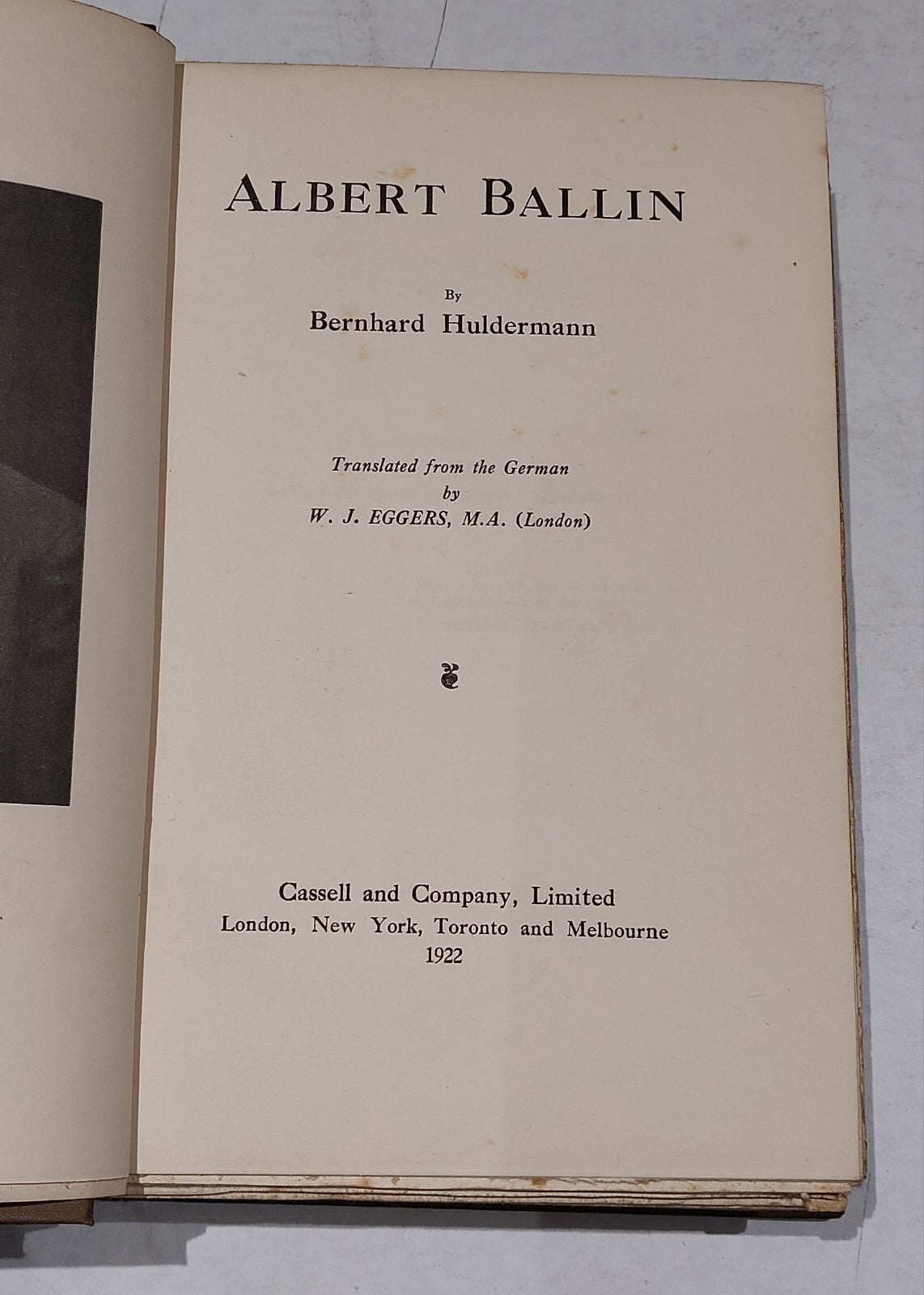 Albert Ballin (1922) By Bernhard Huldermann Hb Book  German Shipping Magnate2