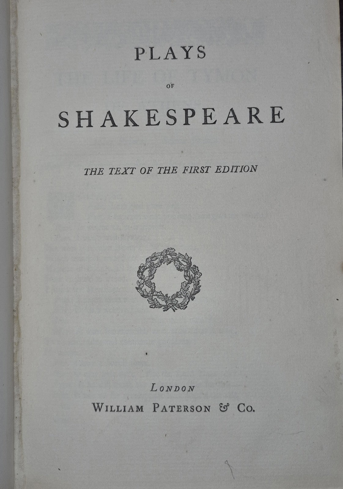 Plays of William Shakespeare Paterson Text of the First Folio c. 1880 Incomplete6