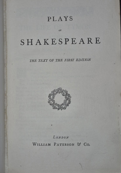 Plays of William Shakespeare Paterson Text of the First Folio c. 1880 Incomplete6