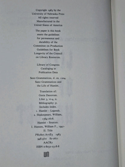 Saxo Grammaticus and the Life of Hamlet: A Translation, History, and Commentary4