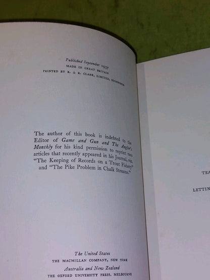 Fishing In The Making  :  Management of Chalk Streams - L. R. Peart 1st Ed 1937 4