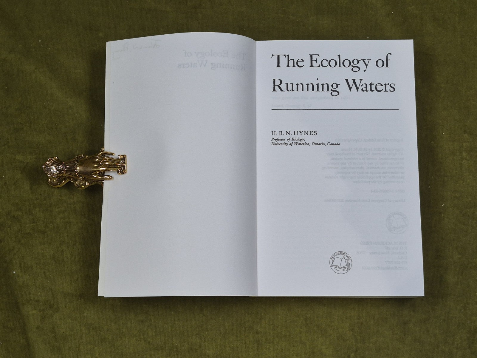 The Ecology of Running Waters - H B N Hynes , Blackburn Press 2001 PB4