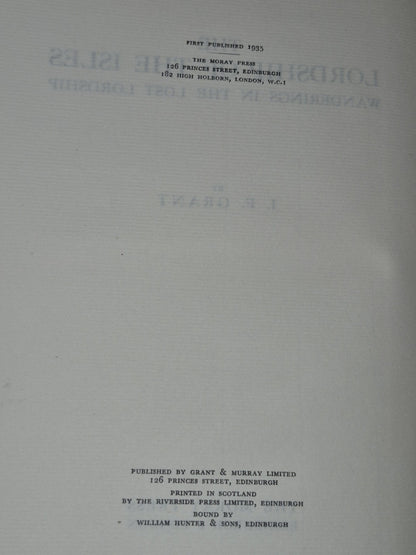 The Lordship of the Isles I F Grant Moray Press 1935 First Edition4