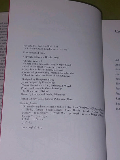 Dismembering the Male : Men's Bodies, Britain & The Great War - Joanna Bourke Hb4