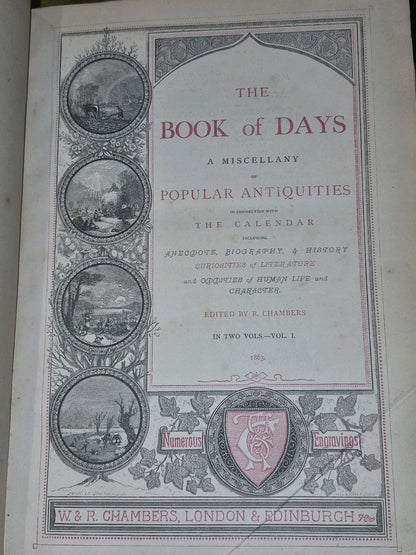 Book of Days - a Miscellany of Popular Antiquities -  Vol 1&2. 1863 1st edition 9
