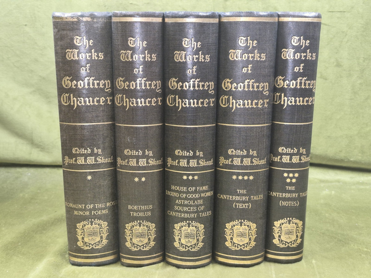 The Complete Works of Geoffrey Chaucer 1894 Oxford Clarendon 5 Vols0