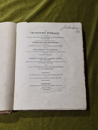The Crawfurd Peerage: With Other Original Genealogical, Historical, And Biograph0