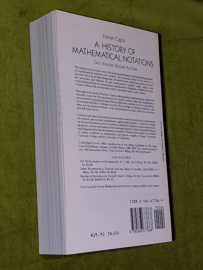 Dover Books on Mathematics Ser.: History of Mathematical Notations : Two Volumes1