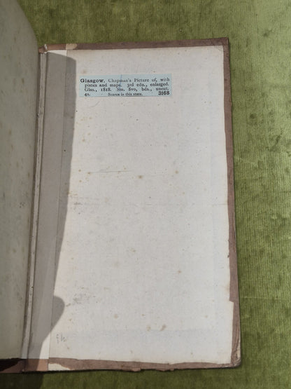 Pictures of Glasgow printed by & for R. Chapman (1818) 3rd Ed Hb Book13