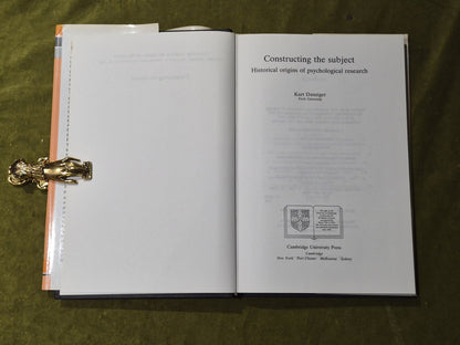 Constructing the Subject - Kurt Danziger - Cambridge Hardback with Dust Jacket4