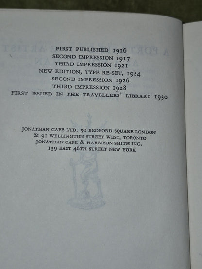 Portrait of the Artist as a Young Man James Joyce 1930 Traveller's Library First4