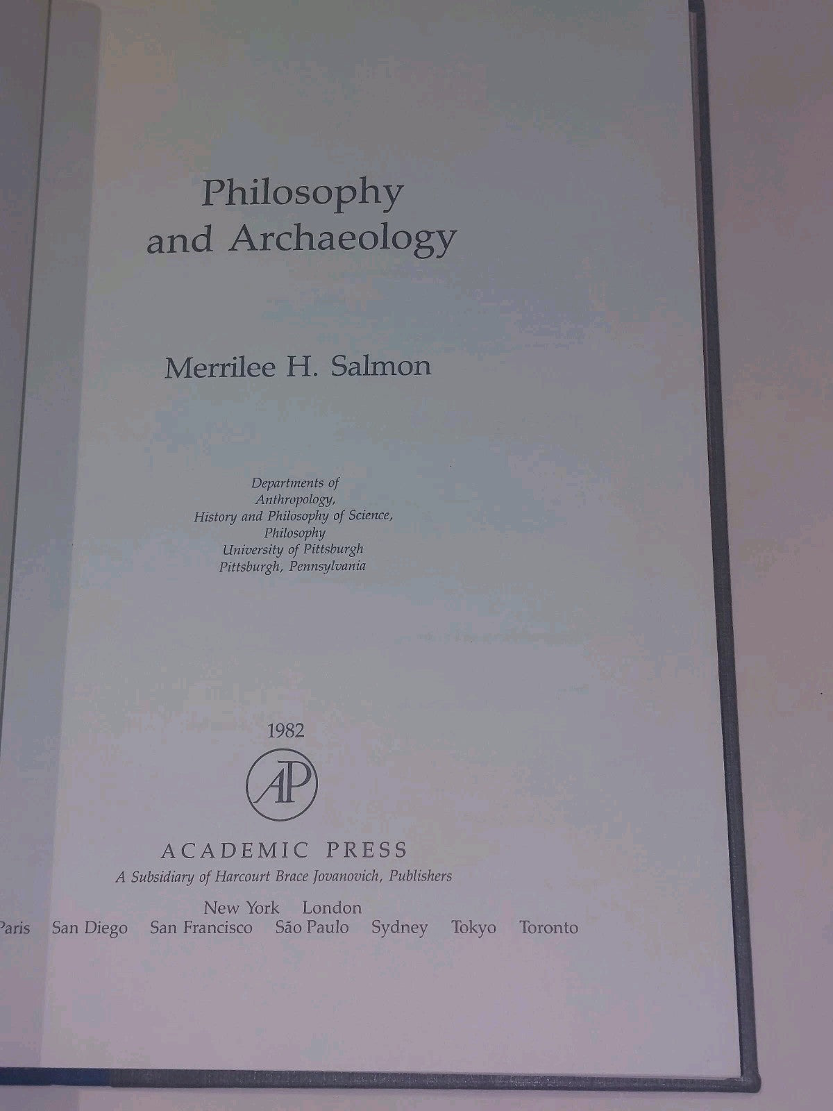 Philosophy and Archaeology  Merrilee H. Salmon (1982) [Academic Press] Hb Book2