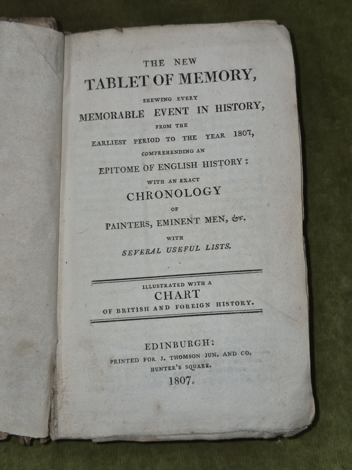 The New Tablet of Memory Illustrated with a Chart British Foreign 1807 J Moir5