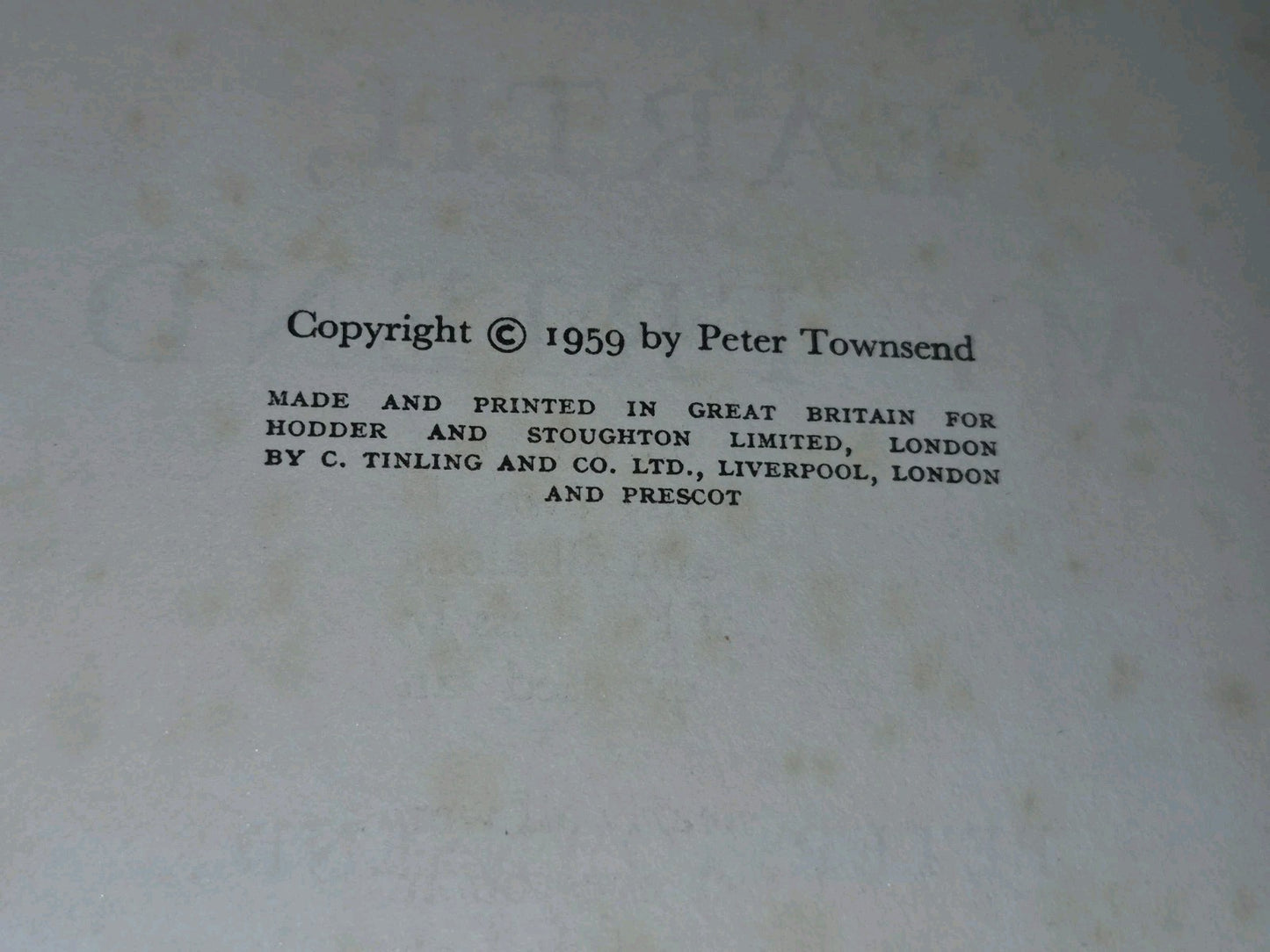 Peter Townsend Earth My Friend 1959 Hodder & Stoughton HB jacket First5