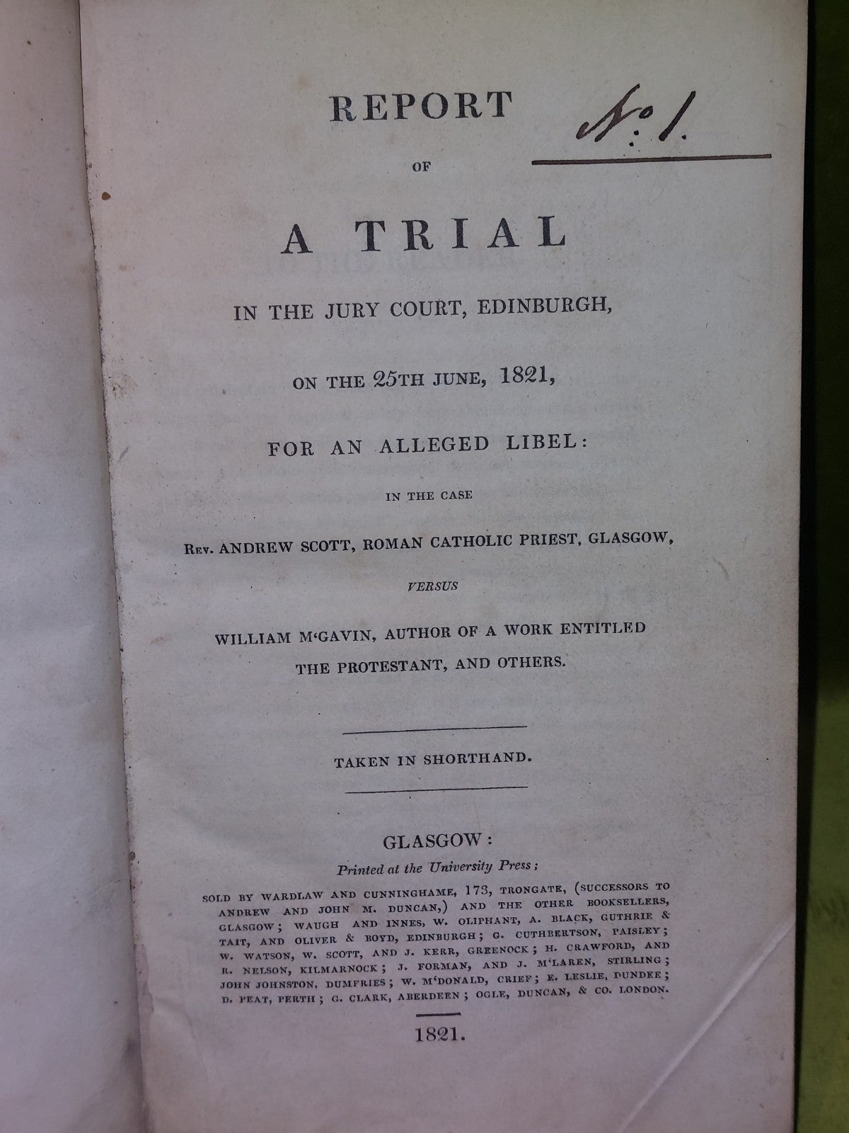 1821 SCOTLAND Report of a Trail in the Jury Court, Edinburgh Alleged Libel5