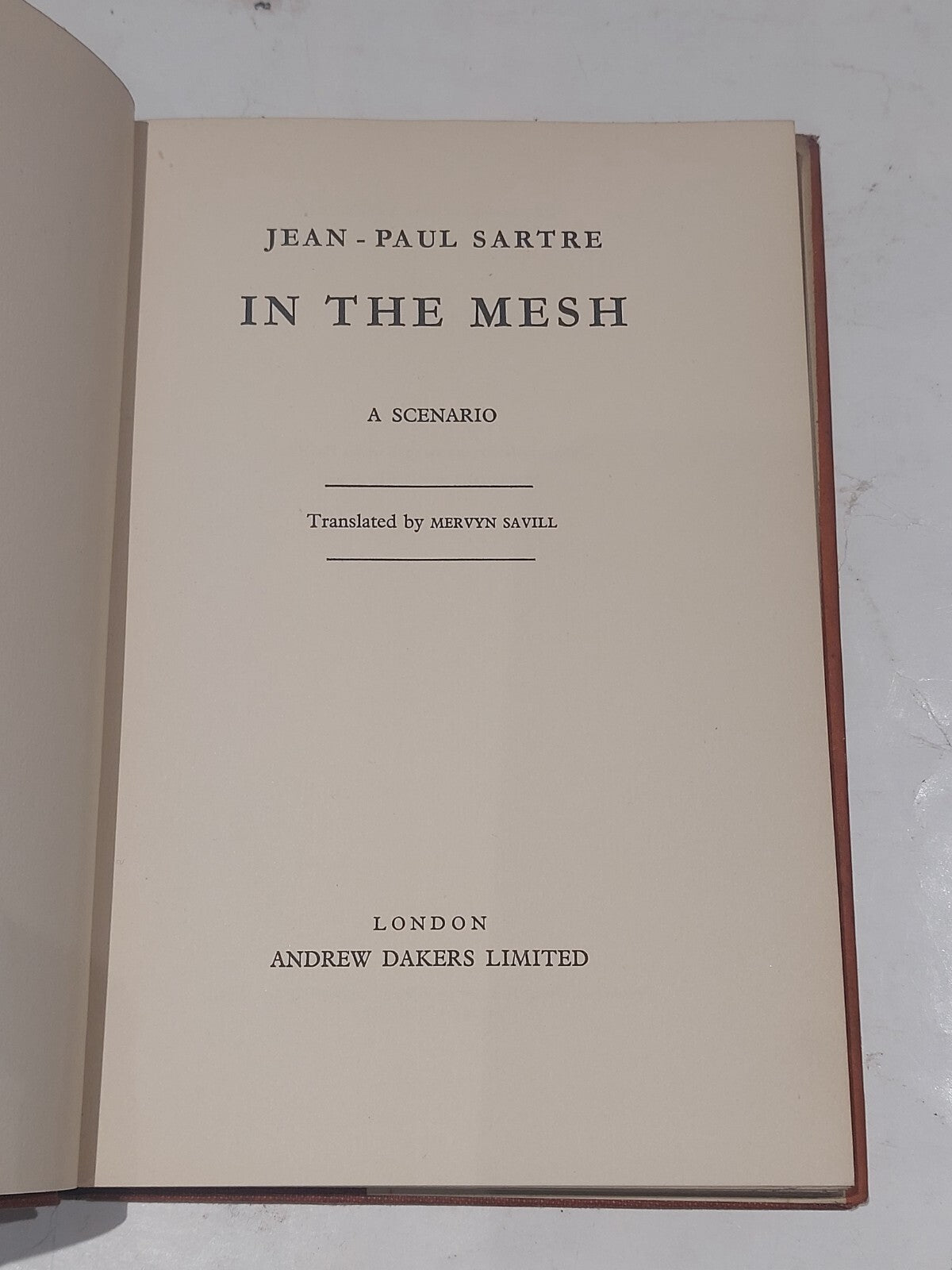 Jeanpaul Satre, In The Mesh (1954) Uk 1st Edition4