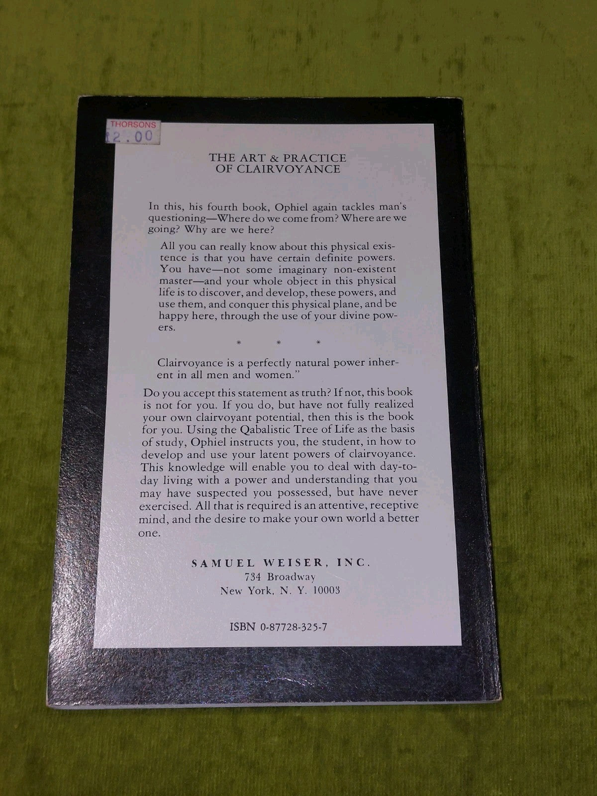 Ophiel's The Art & Practice of Clairvoyance [Samuel Weiser] Pb Book 19752