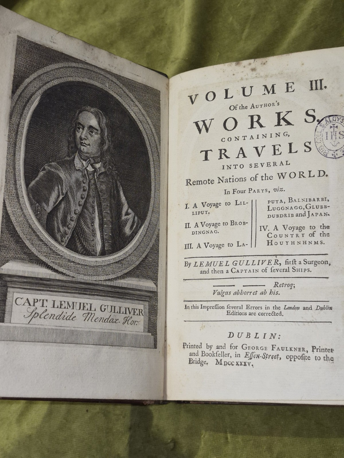 The Works of Jonathan Swift (1735) Vols. 1 and 3 GULLIVER'S TRAVELS Faulkner19
