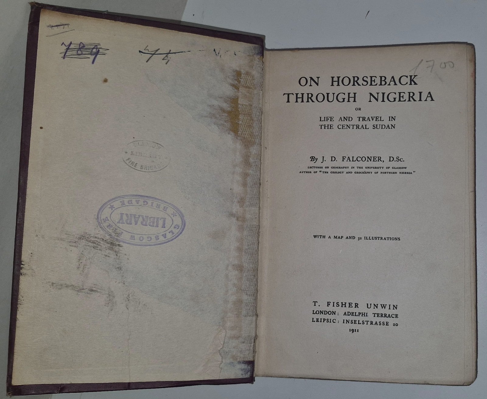 1911 On Horseback Through Nigeria  Folding Map 1st Edition Illustrated.5