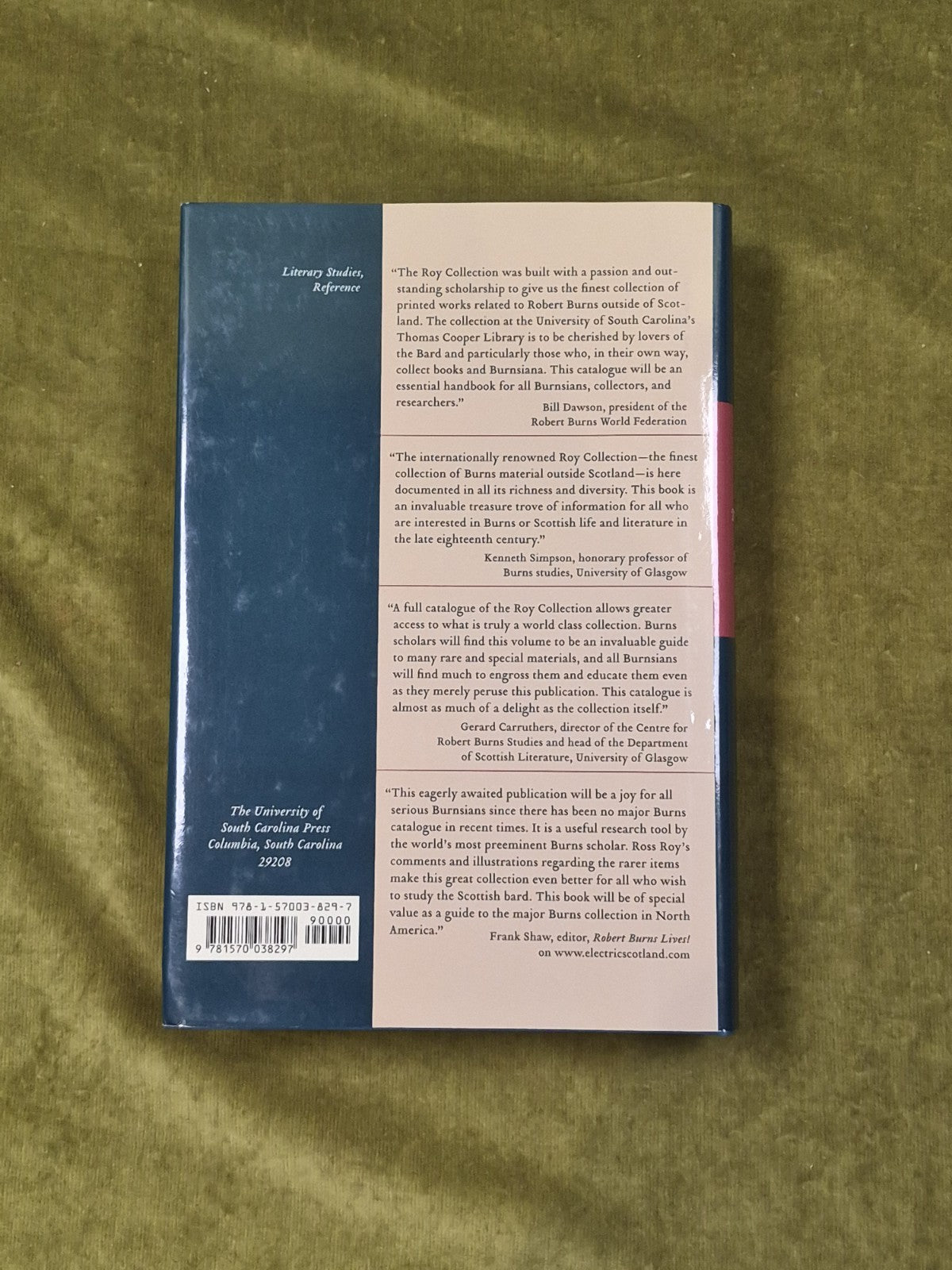 THE G. ROSS ROY COLLECTION OF ROBERT BURNS - Elizabeth Sudduth , S Carolina 20091