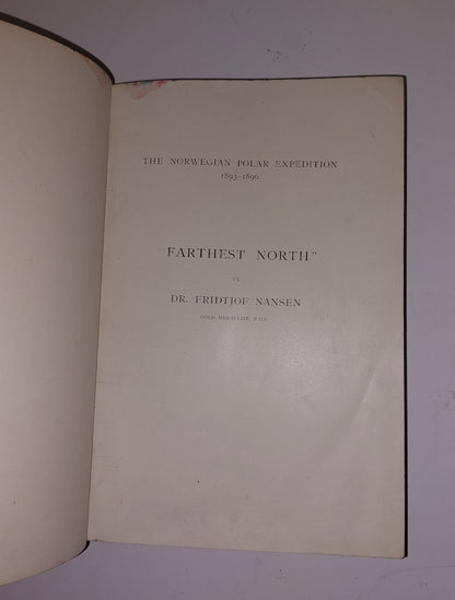 FARTHEST NORTH BY FRIDTJOF NANSEN 1898 TWO VOLUMES LEATHER BOUND 7