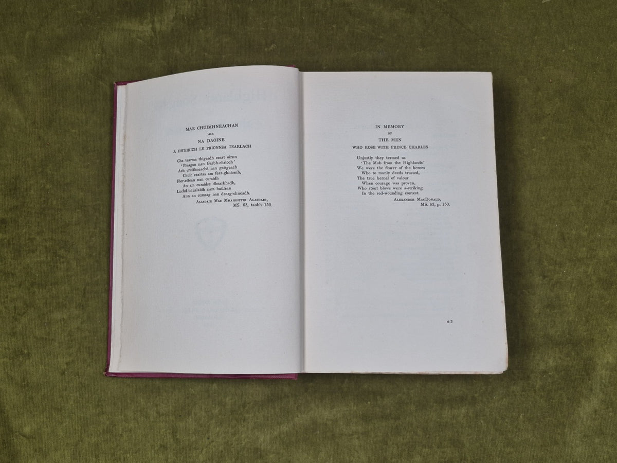 Highland Songs of The Forty-Five John Lorne Campbell 1933 John Grant HB w/ map4