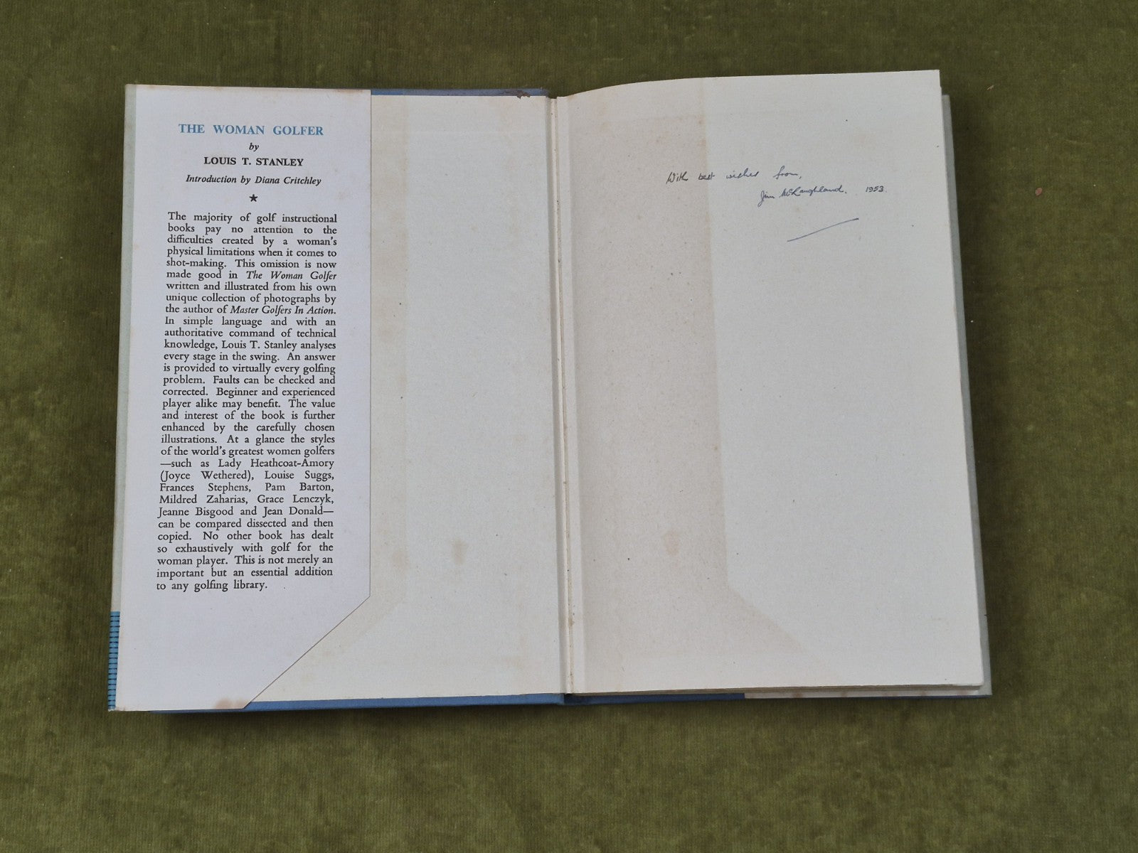 The Woman Golfer by Louis T Stanley , Macdonald 1952 1st HB DJ3