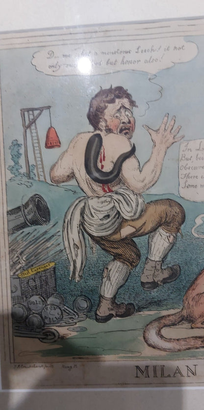 Issac Robert Cruickshank Original Hand Coloured Print MILAN COMMISSION!!! 18202