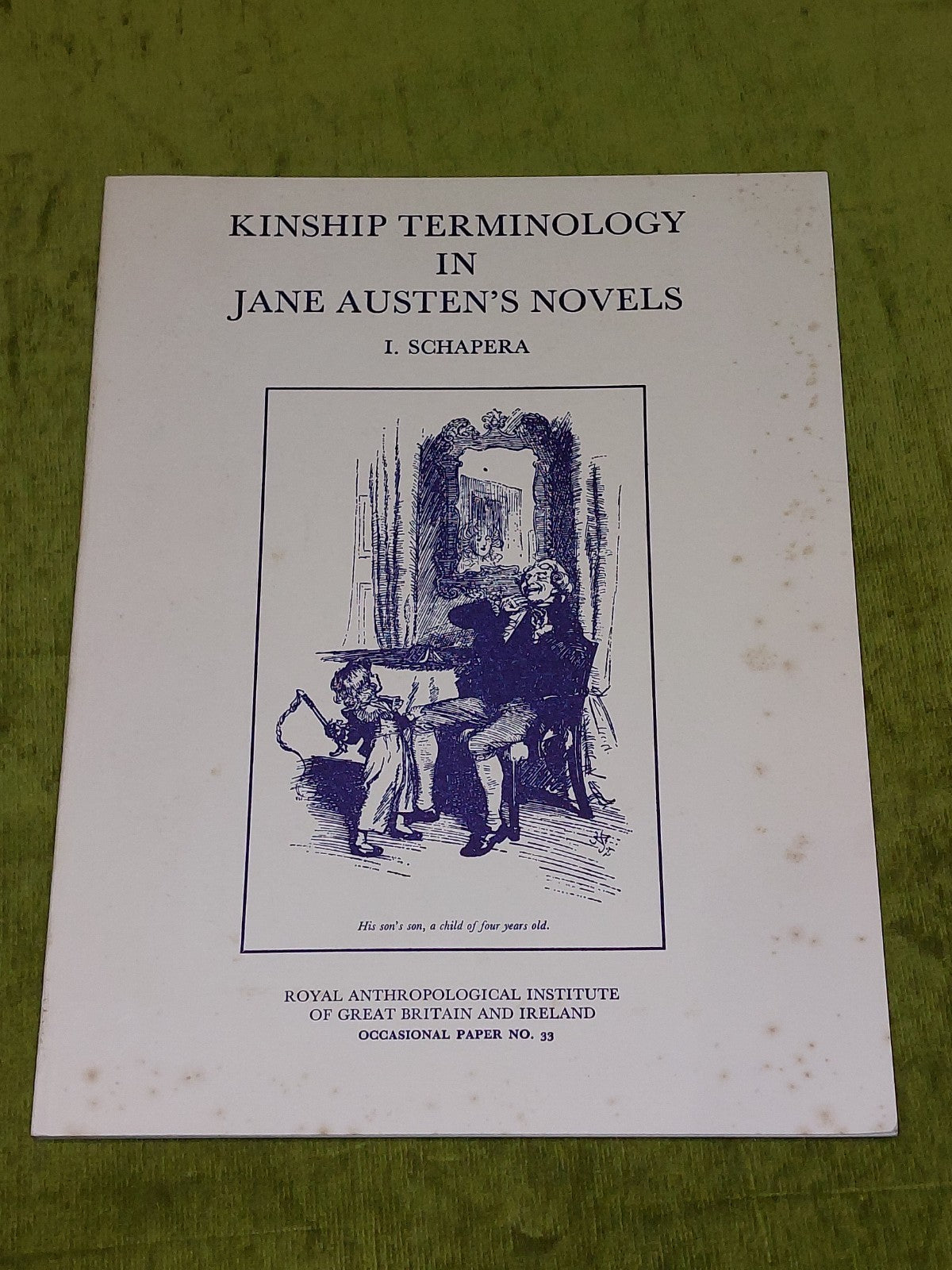 Kinship Terminology In Jane Austen's Novels by I. Schapera (1977) Pb Book0