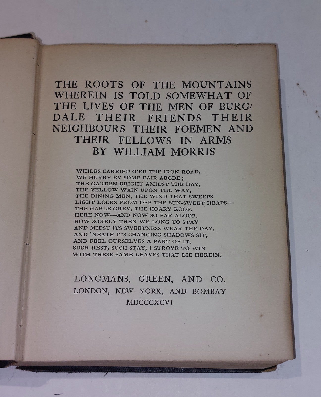 The roots of the Mountains by William Morris (1896)  [Longmans] 2nd ed Hb Book2