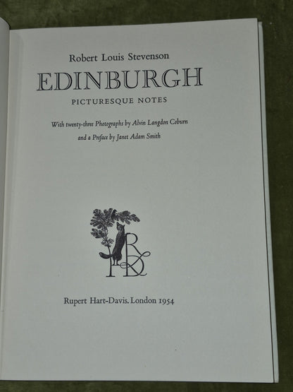 Ropbert Louis Stevenson Edinburgh Picturesque First ed Alvin Langdon Coburn 19546