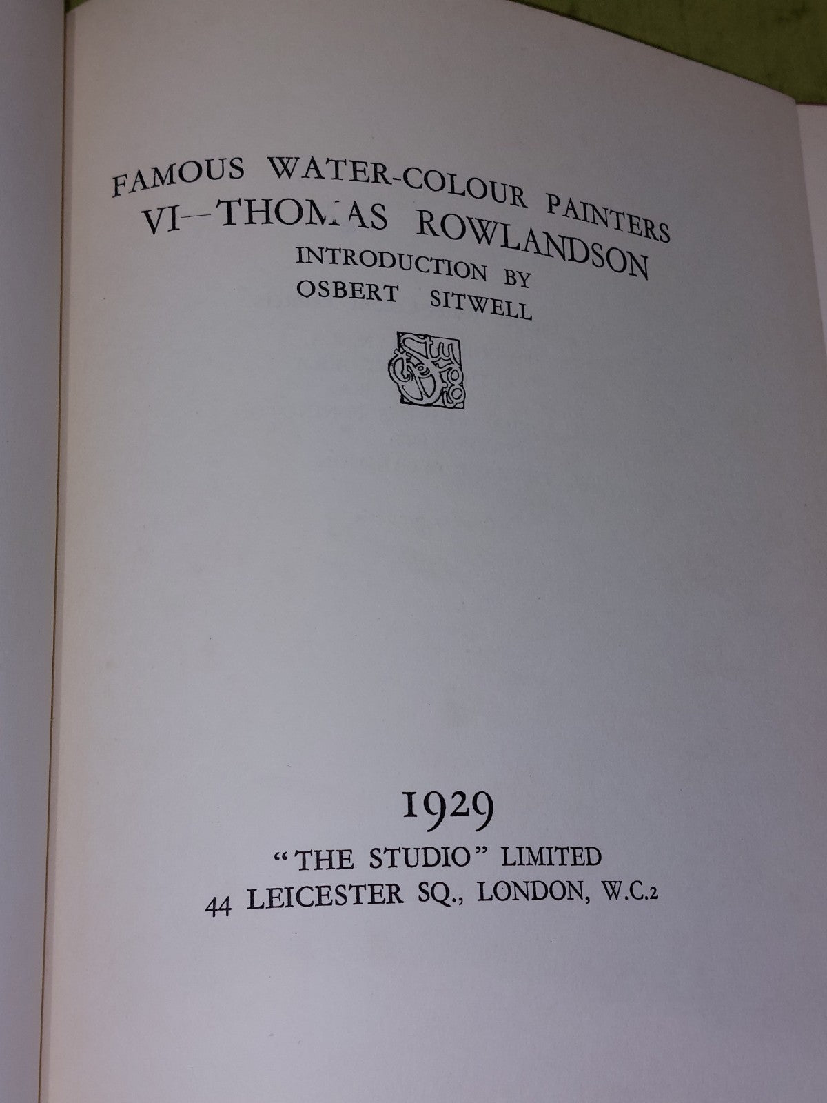 Famous Water-Colour Painters, Thomas Rowlandson The Studio Ltd 1st Ed HB DJ 19298