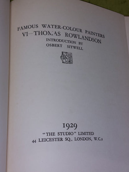 Famous Water-Colour Painters, Thomas Rowlandson The Studio Ltd 1st Ed HB DJ 19298