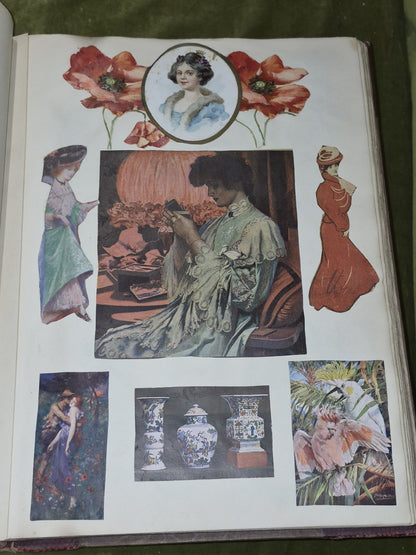 Edwardian Scrapbook Louis Wain & Fashion plates Full 80 pages  ephemera 16x11"0