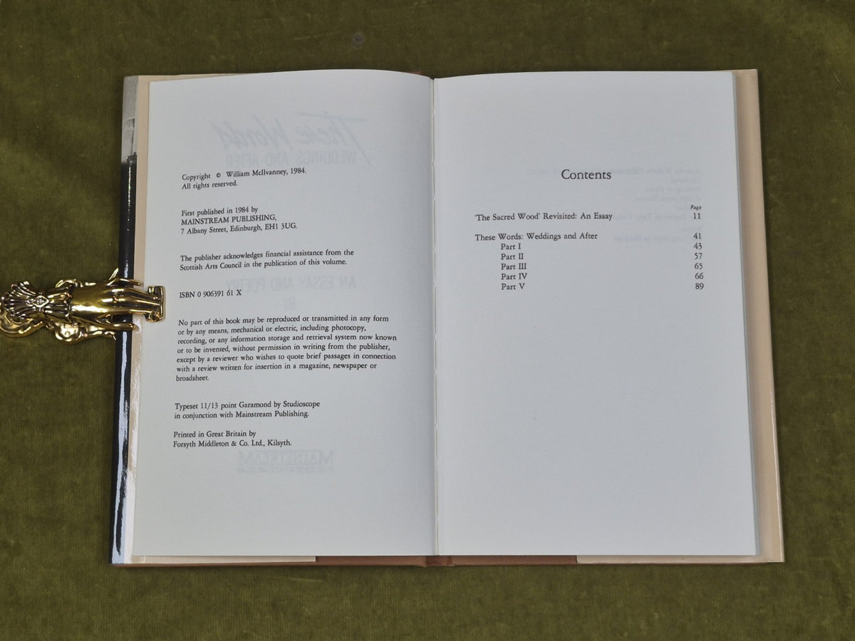 These Words : Weddings and After - Essay & Poetry by William McIlvanney 1984 HB4