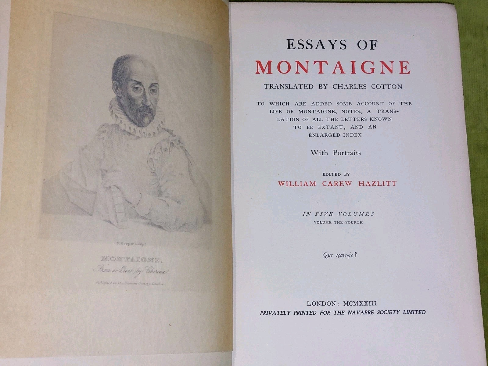Essays Of Montaigne Charles Cotton (1923) Complete 5 Volumes Navarre Society 17