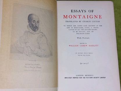 Essays Of Montaigne Charles Cotton (1923) Complete 5 Volumes Navarre Society 17