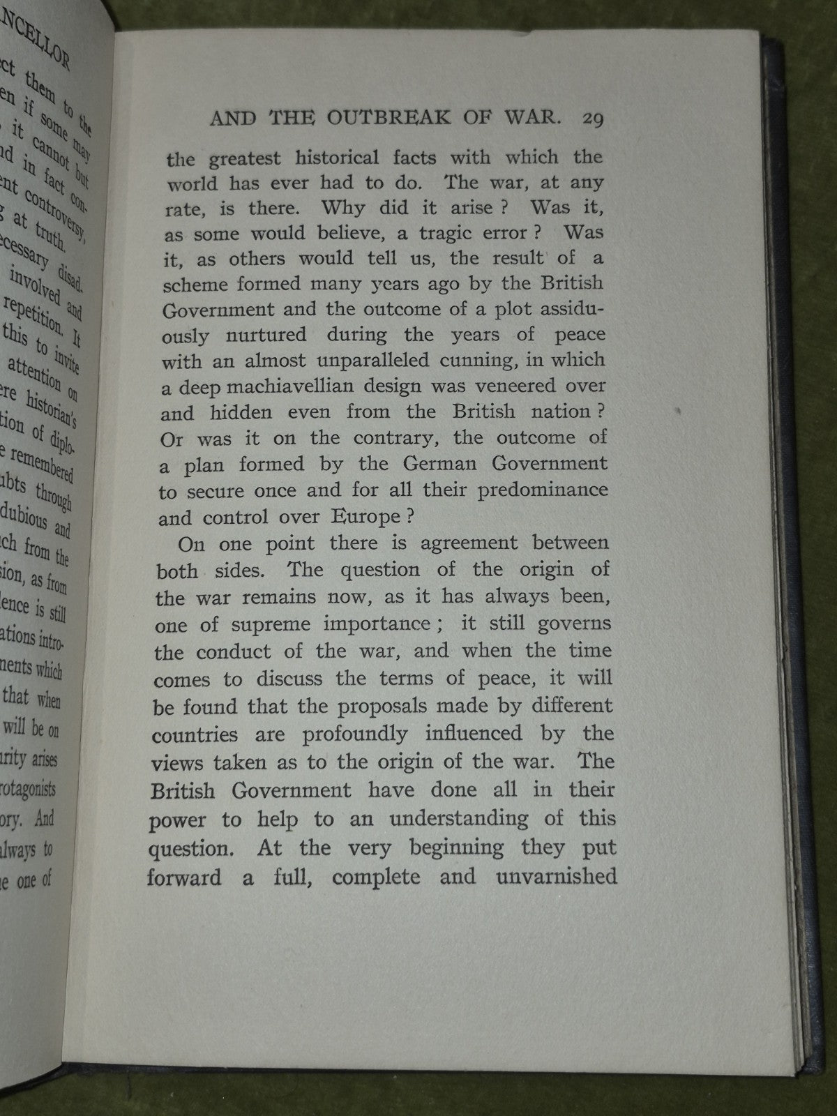 German Chancellor and the Outbreak of War 1917 First Edition Fisher Unwin6