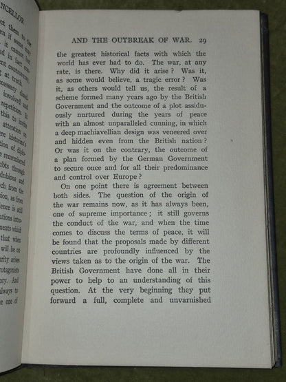 German Chancellor and the Outbreak of War 1917 First Edition Fisher Unwin6