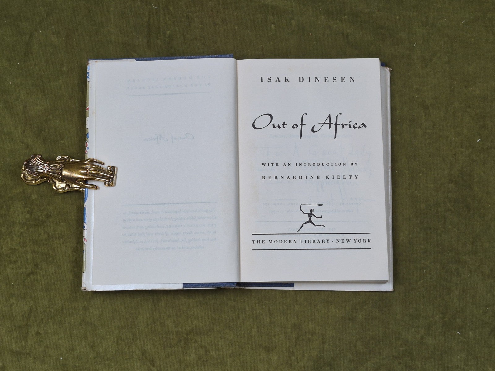 Out Of Africa by Isak Dinesen vintage 1952 Modern Library HB DJ6